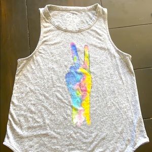 Chaser Brand peace sign tie dye tank top